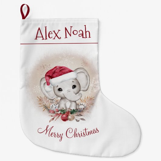 Cute Elephant Baby First Kerststop Grote Kerstsok (Voorkant)
