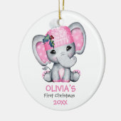 Cute Elephant Baby Girl Baby's Eerste Kerstmis Keramisch Ornament (Links)
