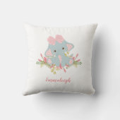 Cute Elephant Baby Girl Monogram Kussen (Achterkant)