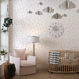 Cute Elephant Baby Girl Monogram Ronde Klok