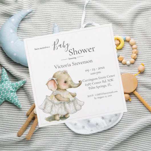 Cute Elephant Baby Girl Shower