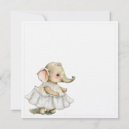 Cute Elephant Baby Girl Shower (Achterkant)