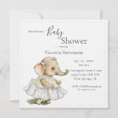 Cute Elephant Baby Girl Shower (Voorkant)