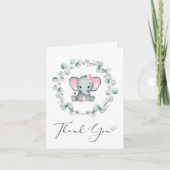 Cute Elephant Baby Girl Shower Bedankkaart (Voorkant)