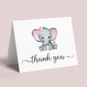 Cute Elephant Baby Girl Shower Bedankkaart