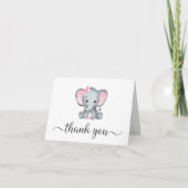 Cute Elephant Baby Girl Shower Bedankkaart (Voorkant)
