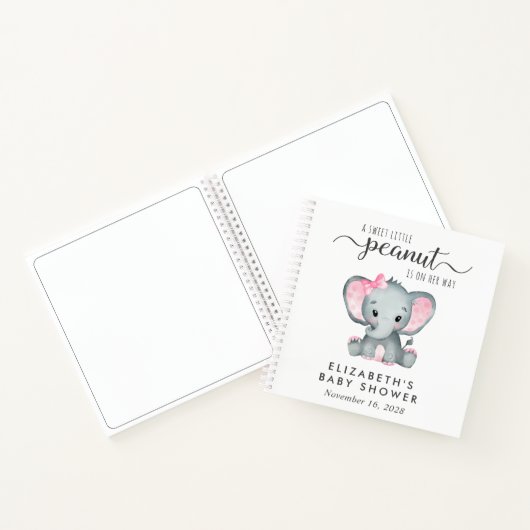 Cute Elephant Baby Girl Shower Guest Book Notitieboek (Binnen)