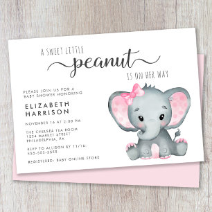 Cute Elephant Baby Girl Shower Kaart