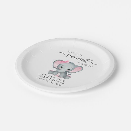 Cute Elephant Baby Girl Shower Papieren Bordje (Gekanteld)