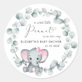 Cute Elephant Baby Girl Shower Ronde Sticker (Voorkant)