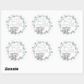 Cute Elephant Baby Girl Shower Ronde Sticker (Vel)