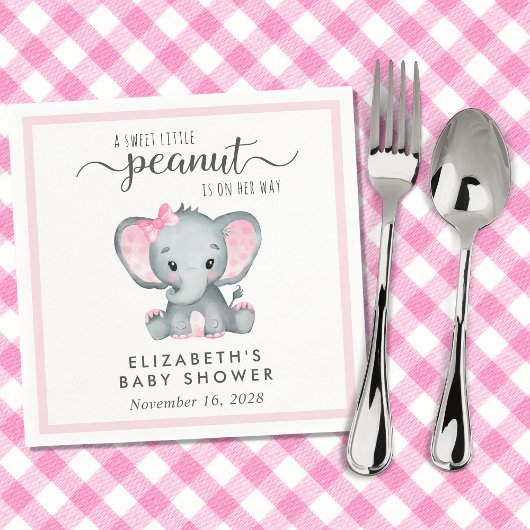 Cute Elephant Baby Girl Shower Servet
