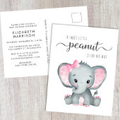 Cute Elephant Baby Girl Shower Uitnodiging Briefkaart