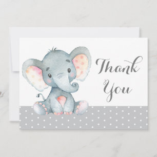 Cute Elephant Baby Grey Bedankkaart