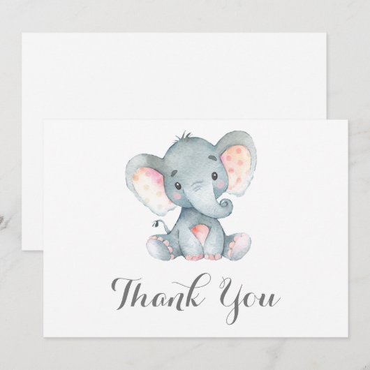 Cute Elephant Baby Grey Bedankkaart (Voorkant / Achterkant)