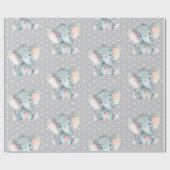 Cute Elephant Baby Grey Cadeaupapier (Vlak)