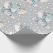 Cute Elephant Baby Grey Cadeaupapier (Hoek)