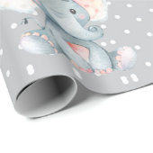 Cute Elephant Baby Grey Cadeaupapier (Rol Hoek)