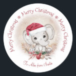 Cute Elephant Baby Kerstmis Klassieke Round Sticke Ronde Sticker<br><div class="desc">Kute Elephant Baby Kerstmis Klassic Round Sticker in zachte kerstkleuren. Gebruik de online hulpmiddelen van de sjabloon om met een naam, een doopvont, een grootte en een plaatsing te personaliseren, is de tekst volledig editable. Ook, kunt u de grootte van het afbeelding veranderen als u.. wilt. Overeenkomende objecten zijn beschikbaar...</div>