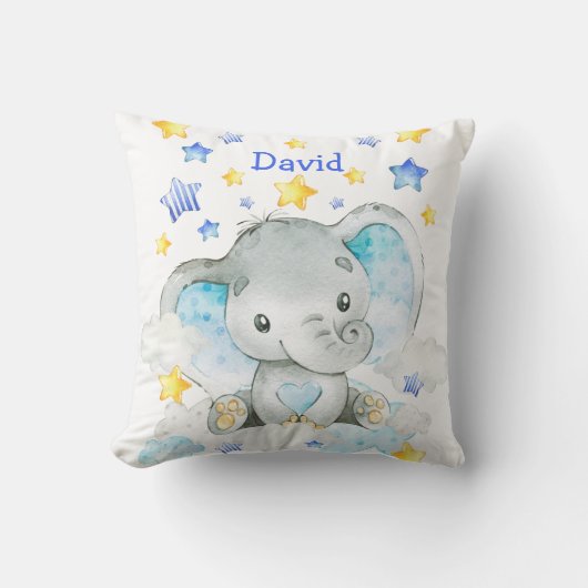 Cute Elephant Baby Name Nursery Kussen (Voorkant)