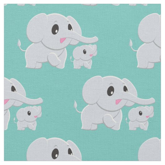 Cute Elephant Baby Nursery Decor Stof (Close Up)