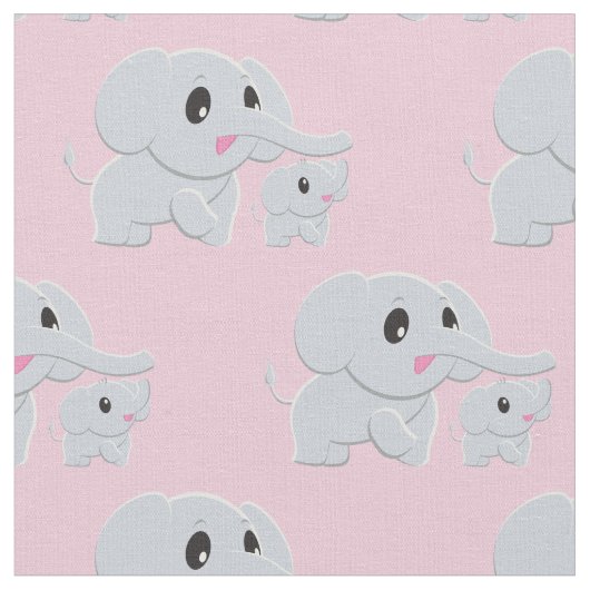 Cute Elephant Baby Nursery Decor Stof (Close Up)