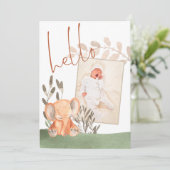 Cute Elephant Baby Photo Birth Aankondiging (Staand voorkant)