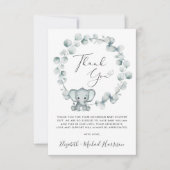 Cute Elephant Baby shower Bedankkaart (Voorkant)