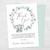 Cute Elephant Baby shower Bedankkaart