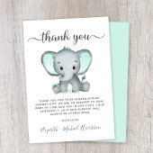 Cute Elephant Baby shower Bedankkaart