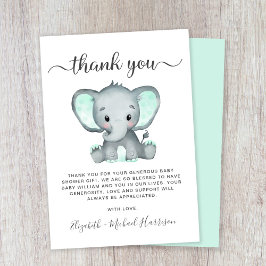 Cute Elephant Baby shower Bedankkaart