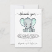 Cute Elephant Baby shower Bedankkaart (Voorkant)