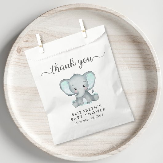 Cute Elephant Baby shower Bedankt Bedankzakje