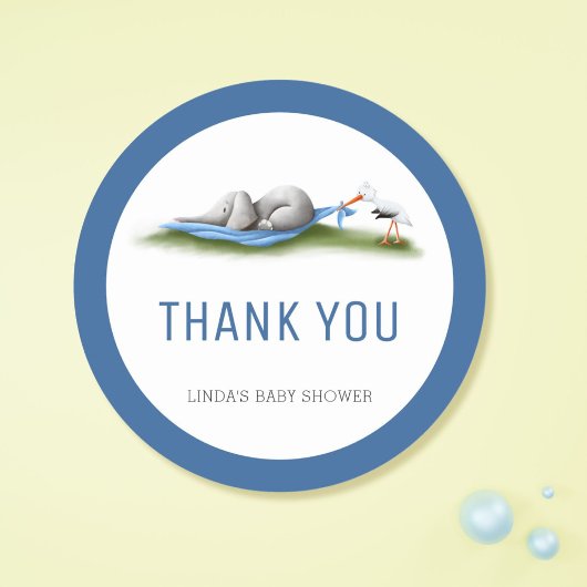 Cute Elephant Baby shower Bedankt Ronde Sticker