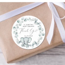 Cute Elephant Baby shower Bedankt Ronde Sticker