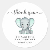 Cute Elephant Baby shower Bedankt Ronde Sticker (Voorkant)