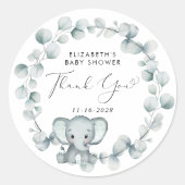 Cute Elephant Baby shower Bedankt Ronde Sticker (Voorkant)