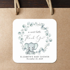 Cute Elephant Baby shower Bedankt Vierkante Sticker
