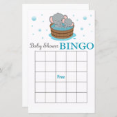 Cute elephant baby shower bingo card (Voorkant / Achterkant)