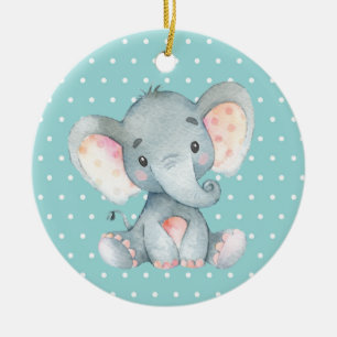 Cute Elephant Baby shower Blauwgroen Aqua Turquois Keramisch Ornament