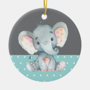 Cute Elephant Baby shower Blauwgroen Aqua Turquois Keramisch Ornament