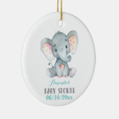 Cute Elephant Baby shower Blauwgroen Aqua Turquois Keramisch Ornament (Rechts)