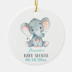 Cute Elephant Baby shower Blauwgroen Aqua Turquois Keramisch Ornament