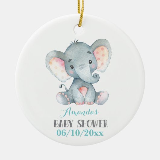 Cute Elephant Baby shower Blauwgroen Aqua Turquois Keramisch Ornament (Voorkant)