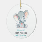 Cute Elephant Baby shower Blauwgroen Aqua Turquois Keramisch Ornament (Links)