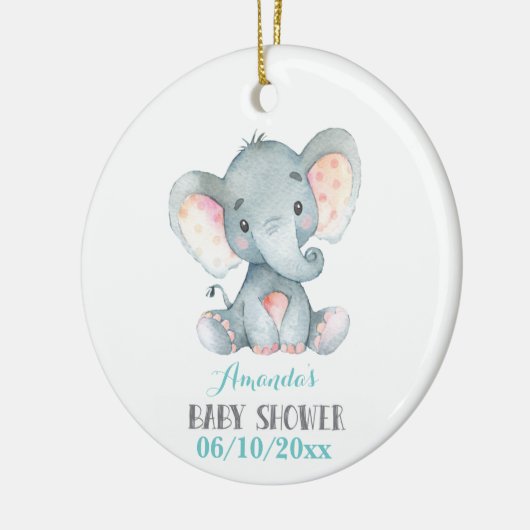 Cute Elephant Baby shower Blauwgroen Aqua Turquois Keramisch Ornament (Links)