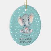 Cute Elephant Baby shower Blauwgroen en Grey Keramisch Ornament (Rechts)