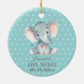 Cute Elephant Baby shower Blauwgroen en Grey Keramisch Ornament (Achterkant)
