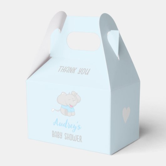 Cute Elephant Baby shower Blue Favor Box Bedankdoosjes (Voorkant Zijde)