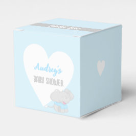Cute Elephant Baby shower Blue Favor Box Bedankdoosjes